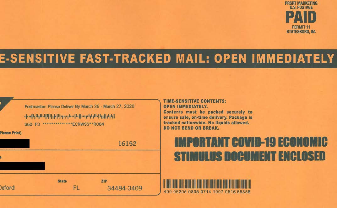 The envelope used for the defendants’ mailer