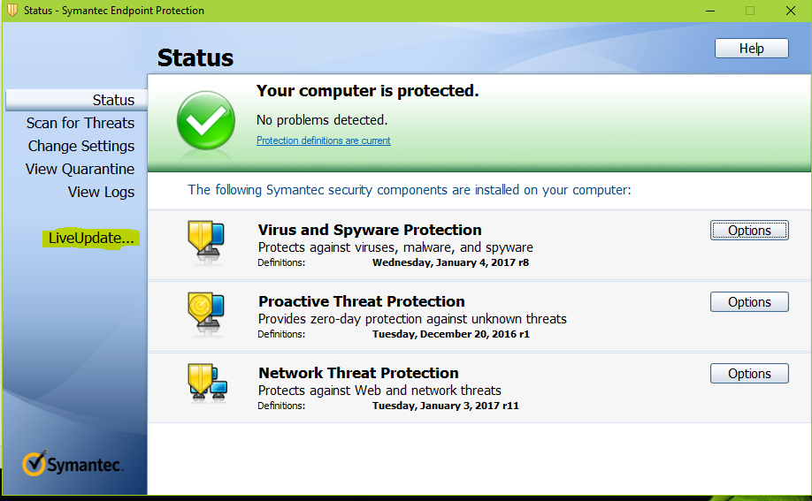 download symantec endpoint protection live update