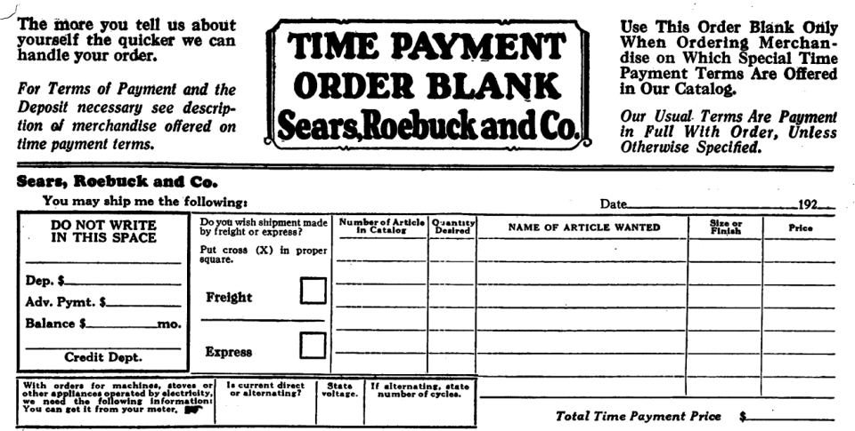 Sears Roebuck and co payment slip